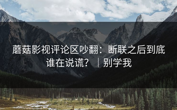 蘑菇影视评论区吵翻：断联之后到底谁在说谎？｜别学我